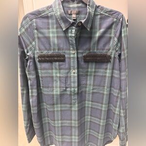 J. Crew Green and Navy Plaid Button-Front Shirt